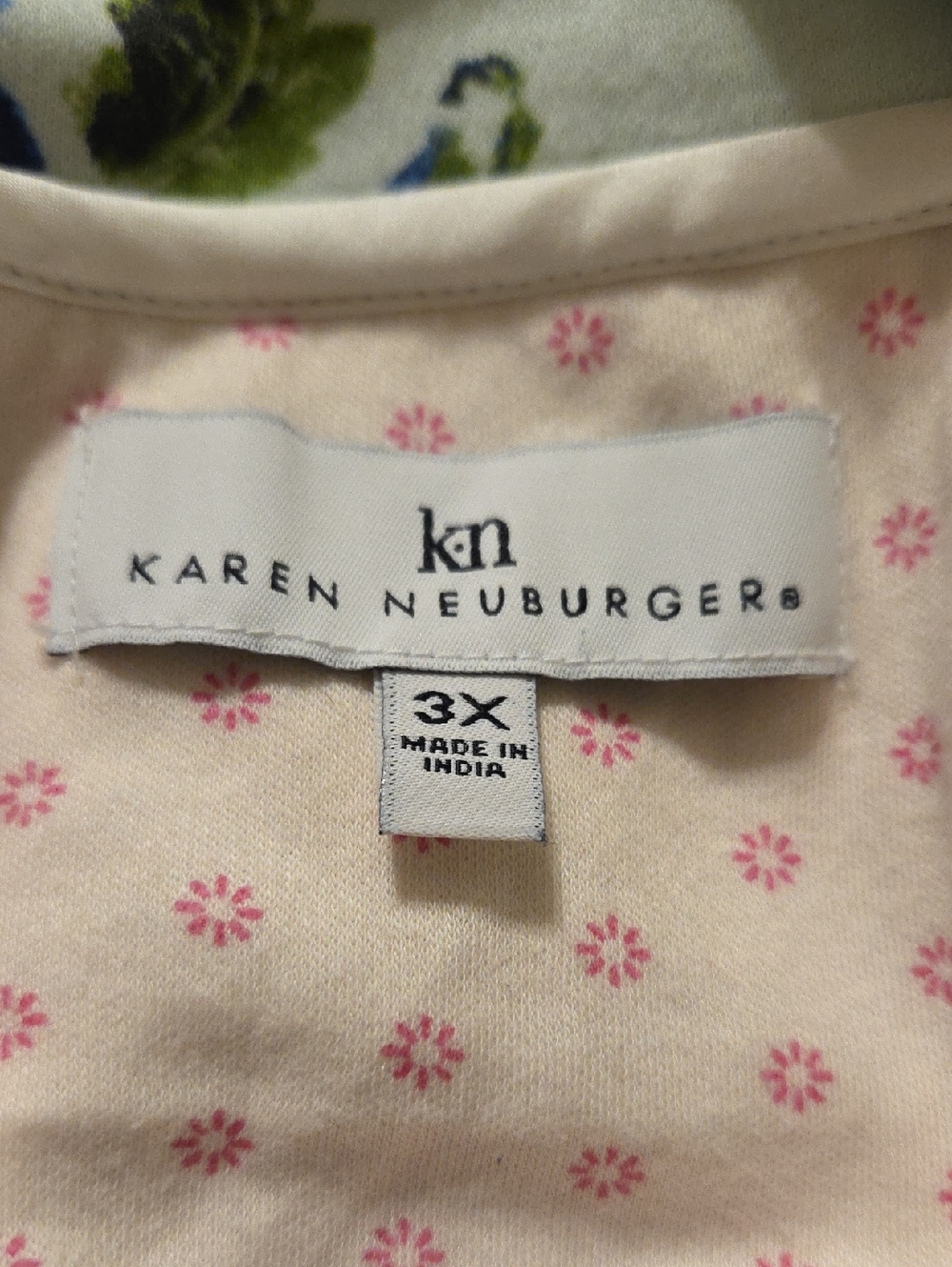 Karen Newbuger ladies  Floral Blue & Green pajamas NWT 3X - Picture 2 of 5